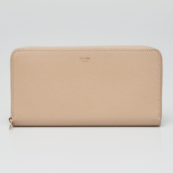 Celine Beige Pebbled Leather Zip Multifunction Wallet - Picture 1 of 9